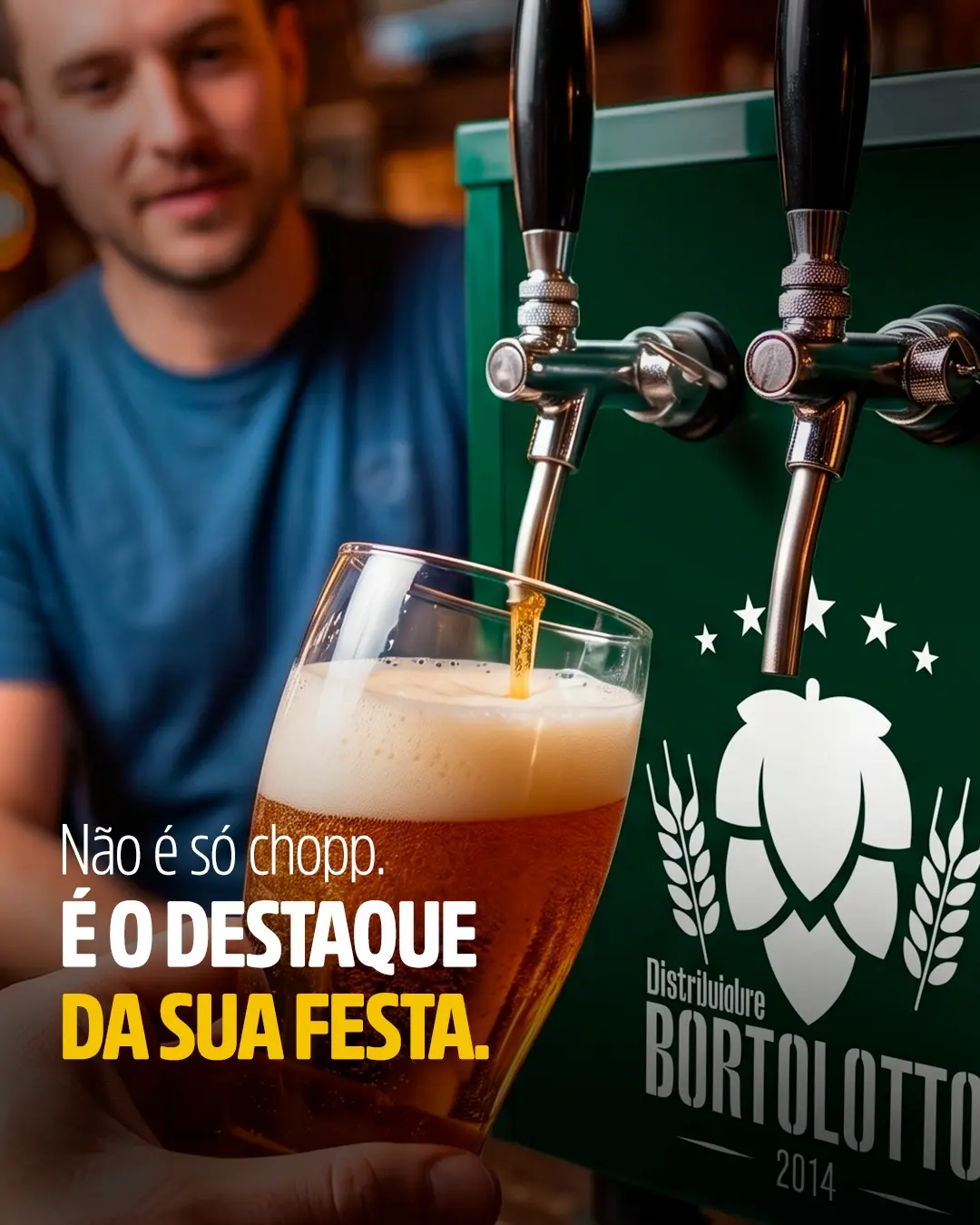 Torneira de chopeira servindo chopp Bortolotto
